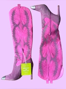 Pink Western Gianni Bini Knee High Rhinestone Cowgirl Boots